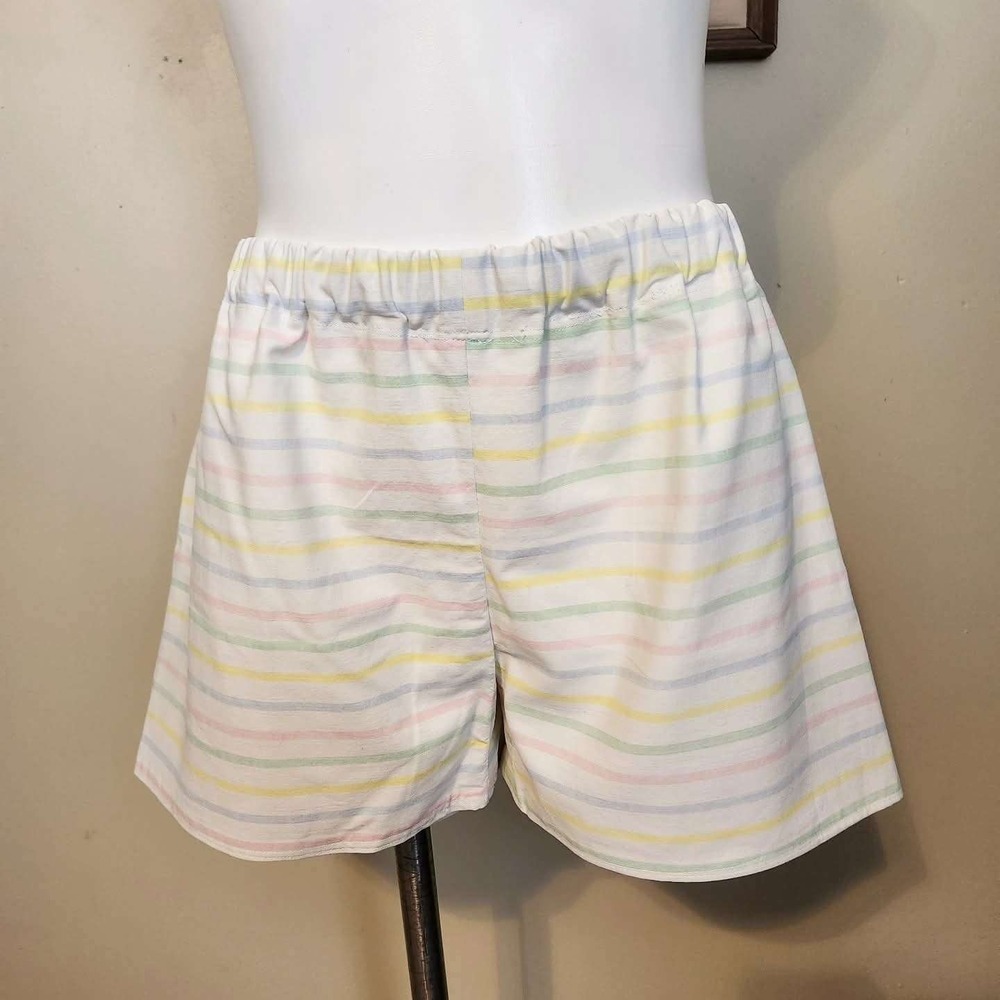 Handmade from Vintage Bed Sheets: Pastel Striped Lounge Shorts